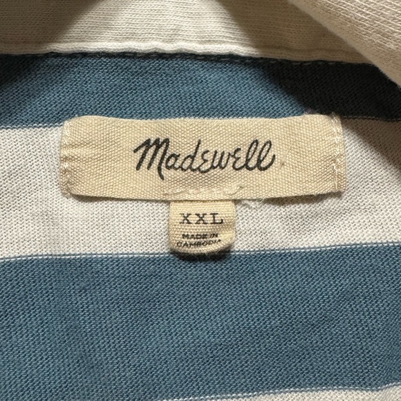 Madewell Relaxed Polo Tee Striped Blue and White Size XXL - Picture 6 of 10